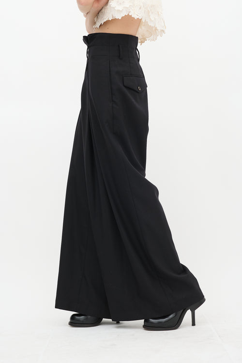 Noir Kei Ninomiya FW 2018 Black Wool Box Pleated Wide Trouser