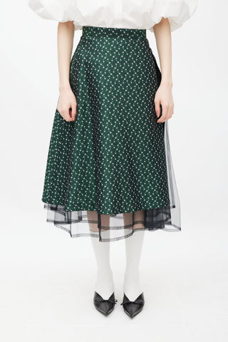 Noir Kei Ninomiya Green 
White Floral Jacquard Skirt