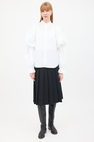 Noir Kei Ninomiya White Cotton Puff Poet Sleeve Shirt