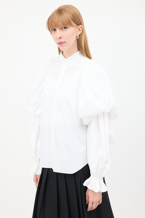 Noir Kei Ninomiya White Cotton Puff Poet Sleeve Shirt