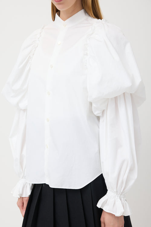 Noir Kei Ninomiya White Cotton Puff Poet Sleeve Shirt