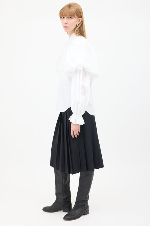 Noir Kei Ninomiya White Cotton Puff Poet Sleeve Shirt