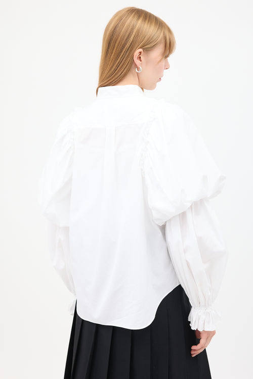 Noir Kei Ninomiya White Cotton Puff Poet Sleeve Shirt