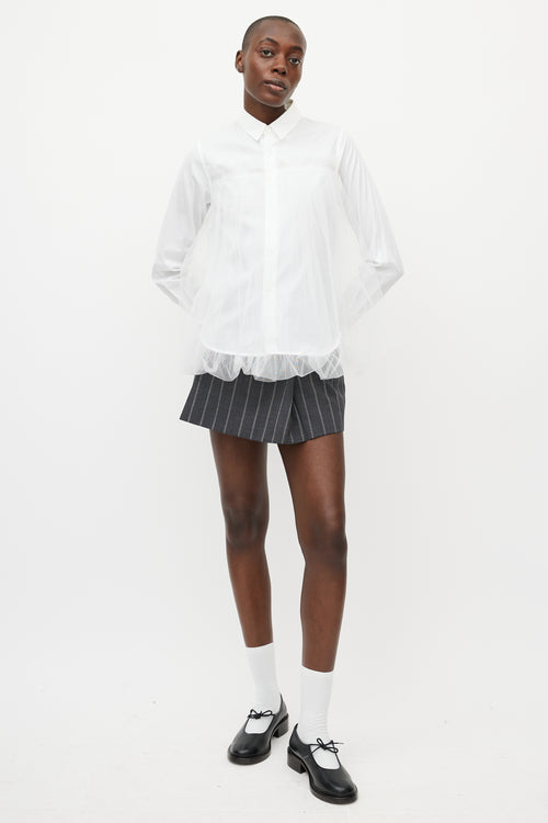 Noir Kei Ninomiya White Gathered Tulle Shirt