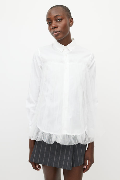 Noir Kei Ninomiya White Gathered Tulle Shirt