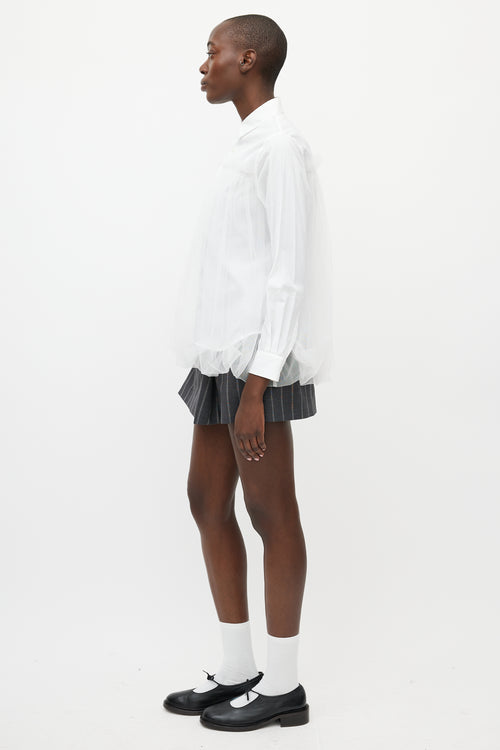 Noir Kei Ninomiya White Gathered Tulle Shirt