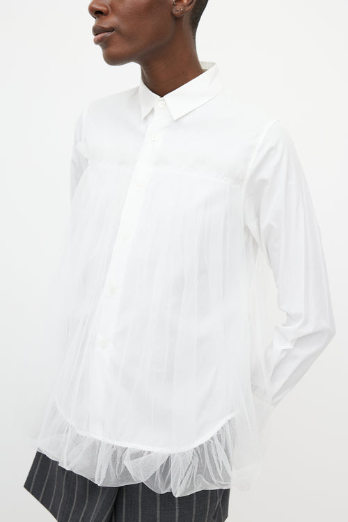 Noir Kei Ninomiya White Gathered Tulle Shirt