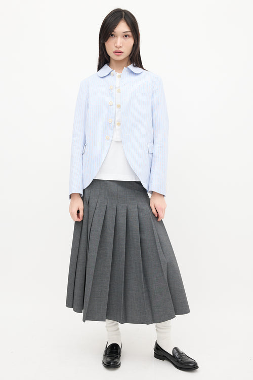 Comme des Garçons Blue 
White Striped Blazer