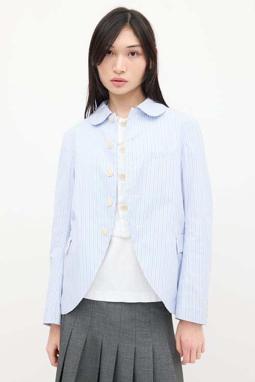 Comme des Garçons Blue 
White Striped Blazer