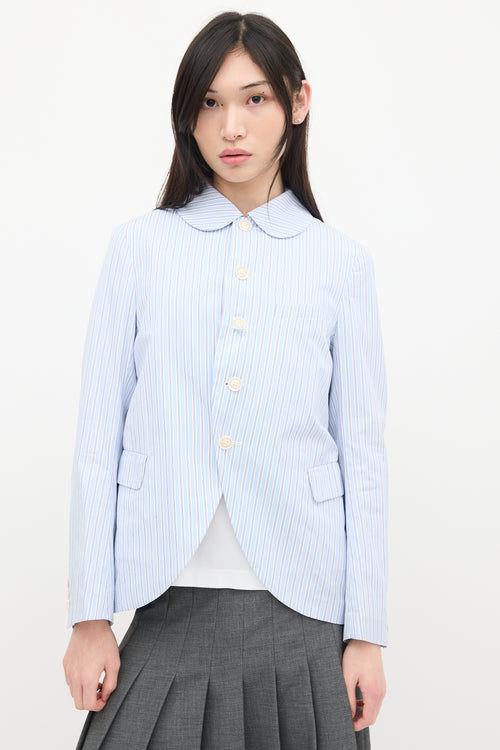 Comme des Garçons Blue 
White Striped Blazer