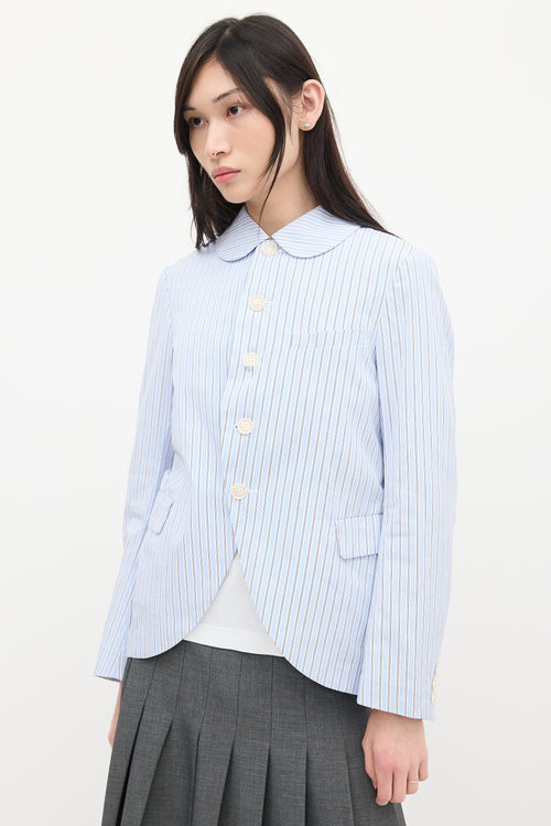 Comme des Garçons Blue 
White Striped Blazer