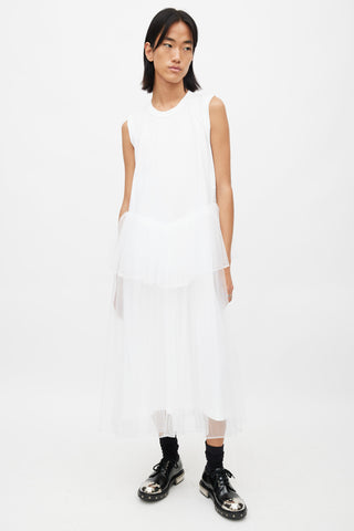 Noir Kei Ninomiya White Tulle Midi Dress