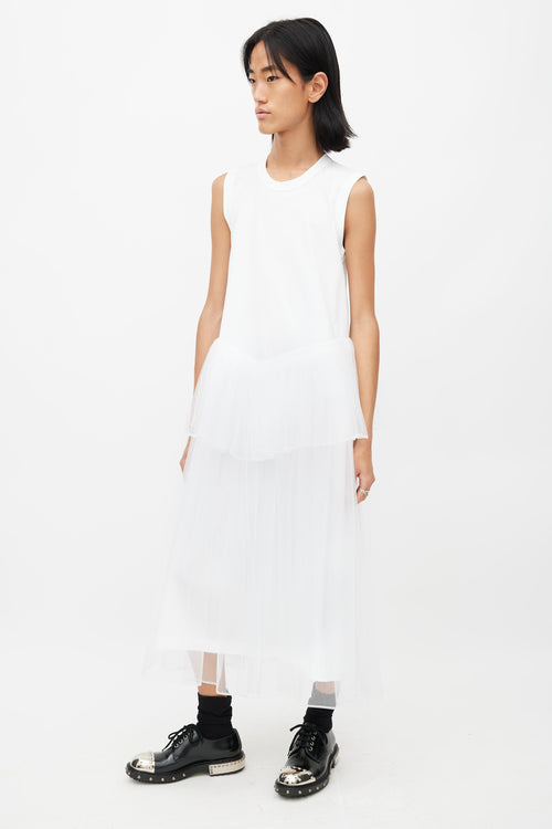 Noir Kei Ninomiya White Tulle Midi Dress