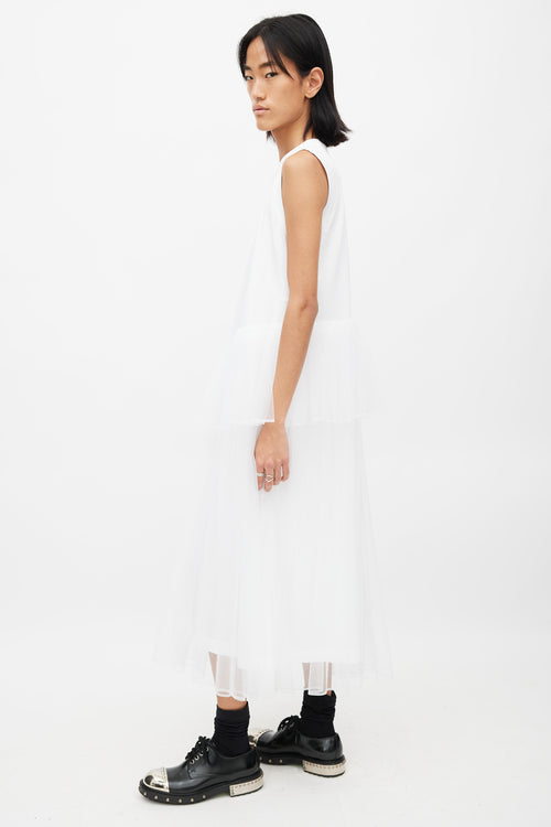 Noir Kei Ninomiya White Tulle Midi Dress