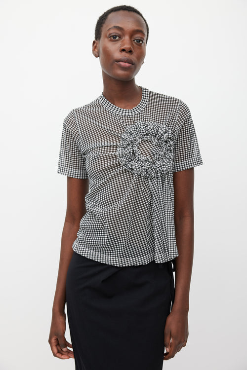 Noir Kei Ninomiya FW 2022 Black 
White Mesh Checked Top