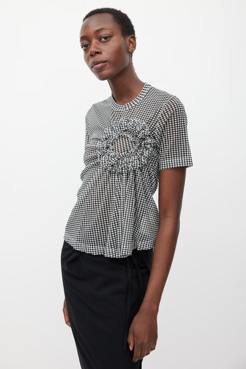 Noir Kei Ninomiya FW 2022 Black 
White Mesh Checked Top