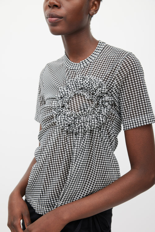 Noir Kei Ninomiya FW 2022 Black 
White Mesh Checked Top