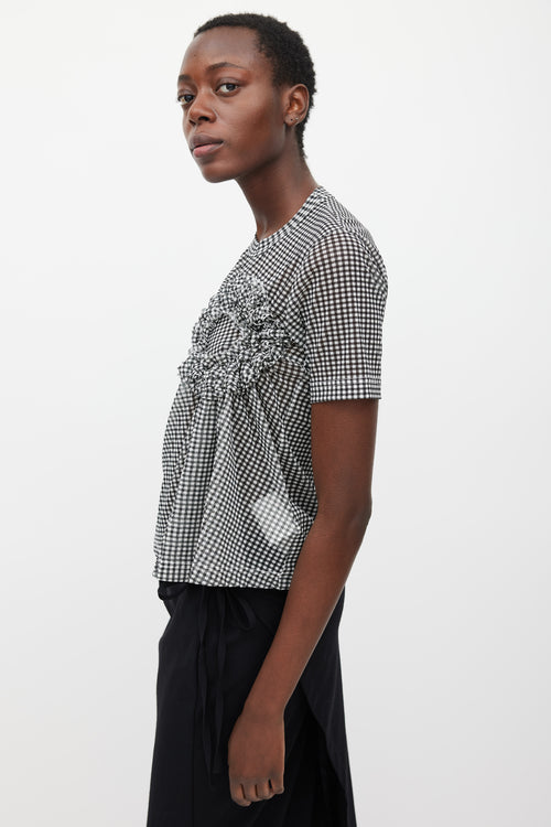 Noir Kei Ninomiya FW 2022 Black 
White Mesh Checked Top