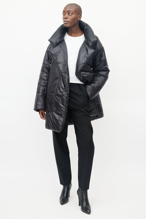 Norma Kamali Black Belted Puffer Coat