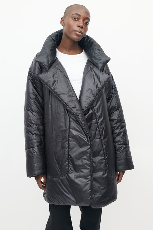 Norma Kamali Black Belted Puffer Coat