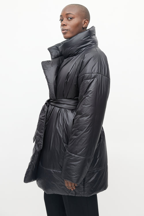 Norma Kamali Black Belted Puffer Coat