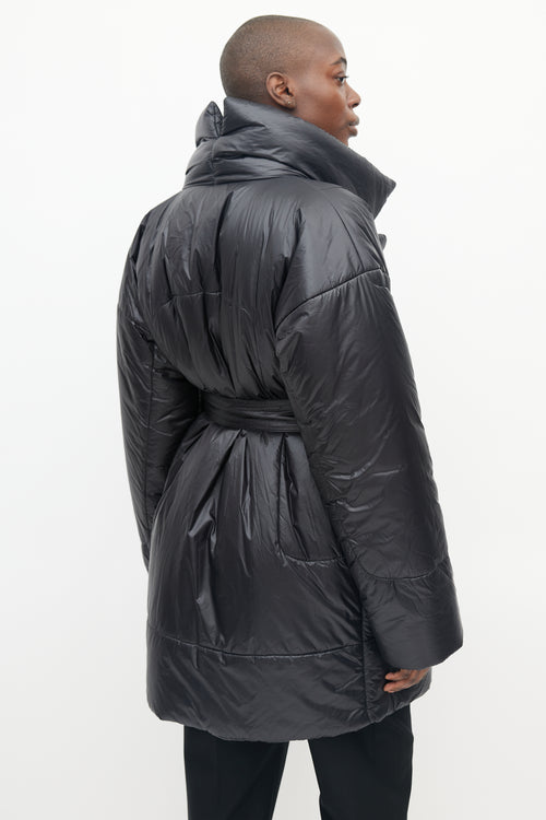 Norma Kamali Black Belted Puffer Coat