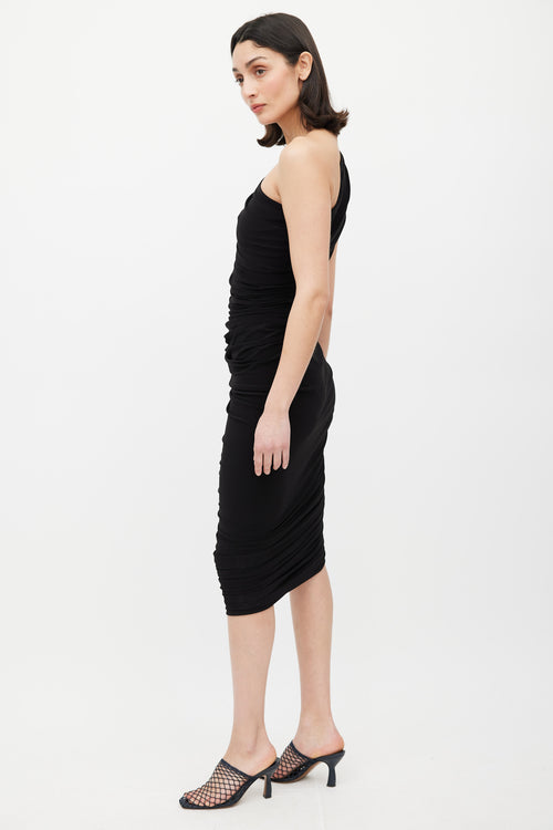 Norma Kamali Black One Shoulder Diana Dress