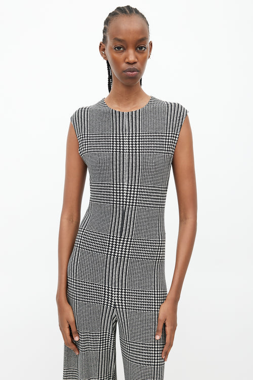 Norma Kamali Black 
White Houndstooth Jumpsuit