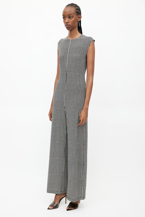 Norma Kamali Black 
White Houndstooth Jumpsuit