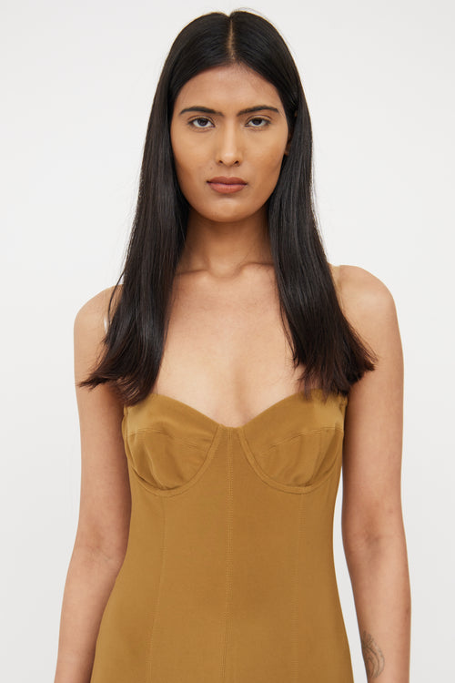 Brown Bustier Fitted Dress