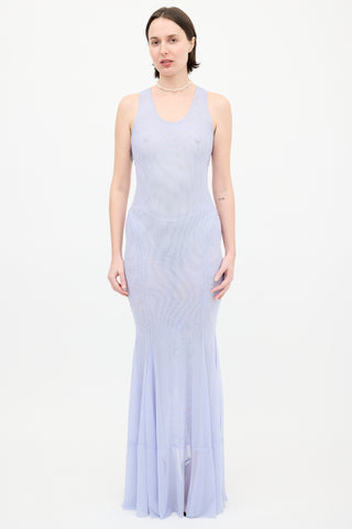 Norma Kamali Light Blue Mesh Racer Fishtail Gown