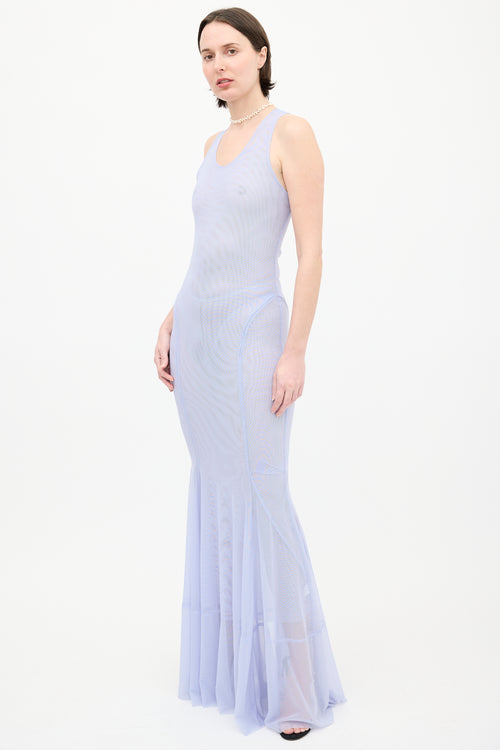 Norma Kamali Light Blue Mesh Racer Fishtail Gown