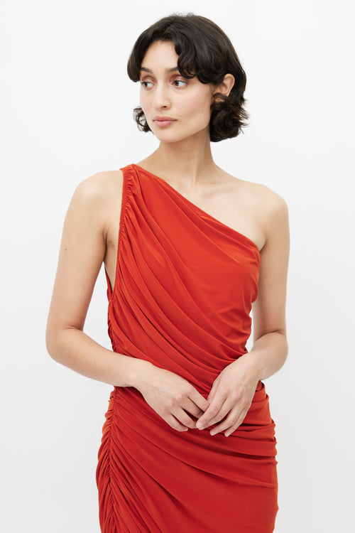 Norma Kamali Orange Ruched Diana Dress