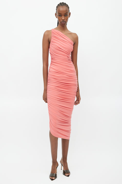 Norma Kamali Pink Ruched Diana Dress