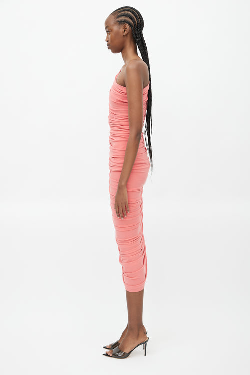 Norma Kamali Pink Ruched Diana Dress