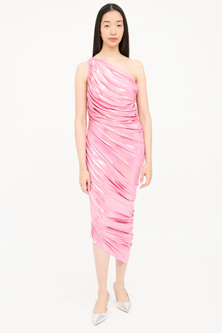 Norma Kamali Metallic Diana Asymmetrical Dress