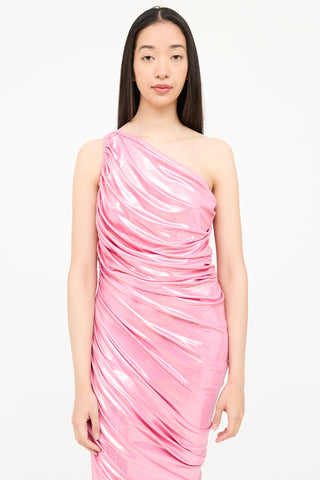 Norma Kamali Metallic Diana Asymmetrical Dress