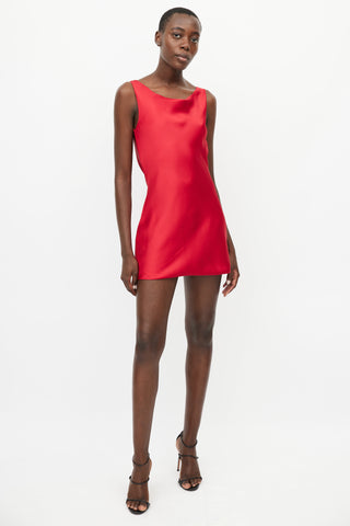 Norma Kamali Red Satin Mini Dress