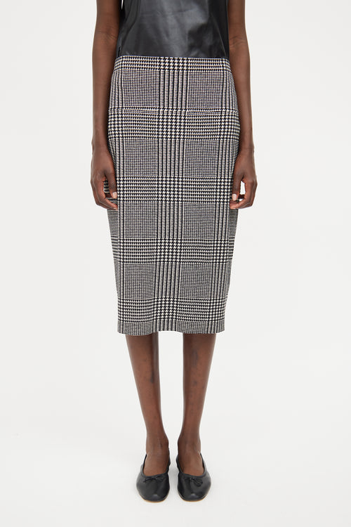 Norma Kamali Black 
White Houndstooth Print Skirt