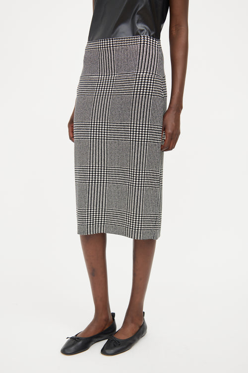 Norma Kamali Black 
White Houndstooth Print Skirt