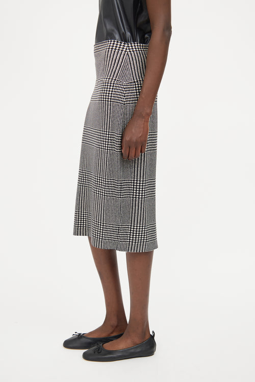 Norma Kamali Black 
White Houndstooth Print Skirt