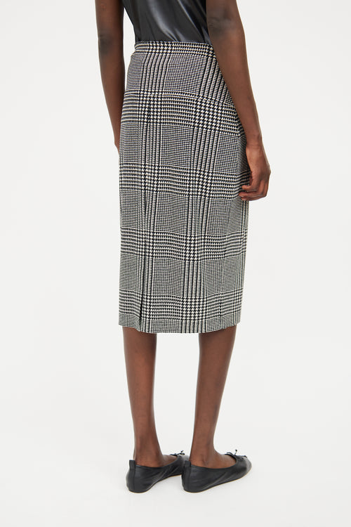 Norma Kamali Black 
White Houndstooth Print Skirt