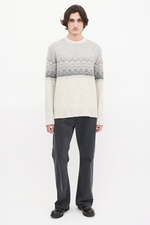 Norse Projects Light Grey Wool Birnir Fairisle Sweater