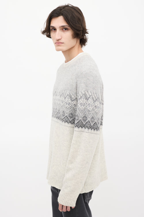 Norse Projects Light Grey Wool Birnir Fairisle Sweater