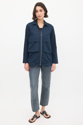 Norse Projects Navy Cotton 
Hemp Two Pocket Zip Jacket