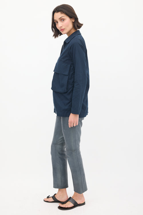 Norse Projects Navy Cotton 
Hemp Two Pocket Zip Jacket