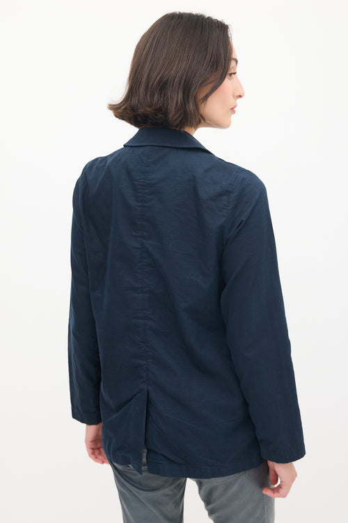 Norse Projects Navy Cotton 
Hemp Two Pocket Zip Jacket