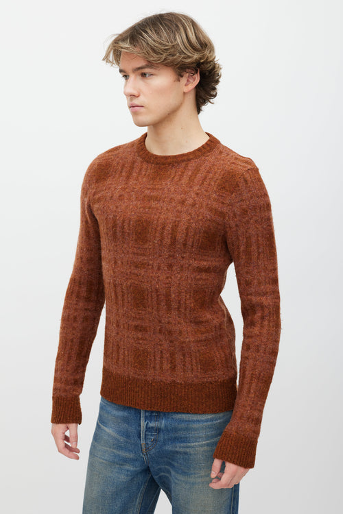 Norse Projects Orange Wool Check Intarsia Sweater