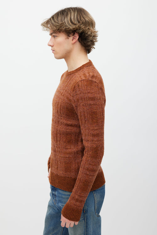 Norse Projects Orange Wool Check Intarsia Sweater