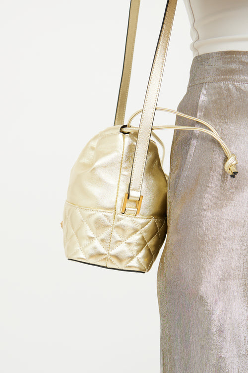 Versace Gold Medusa Drawstring Bucket Bag